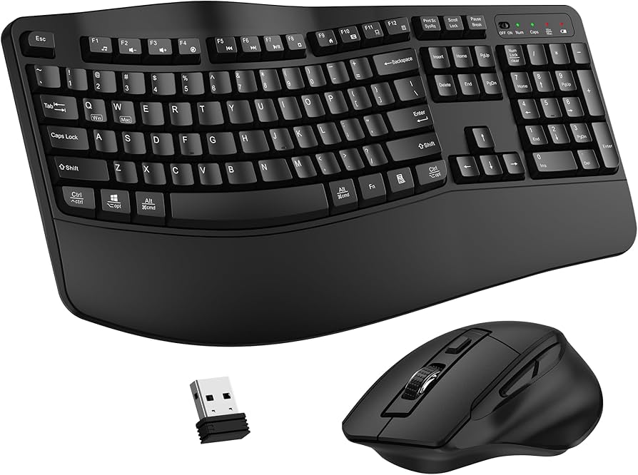 Wireless ergonomic keyboard and mouse combo