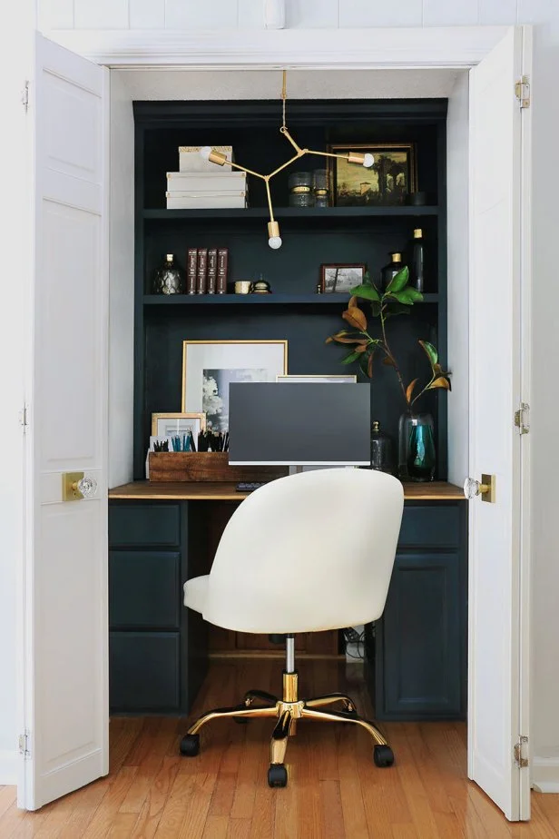 Home office created in closet space