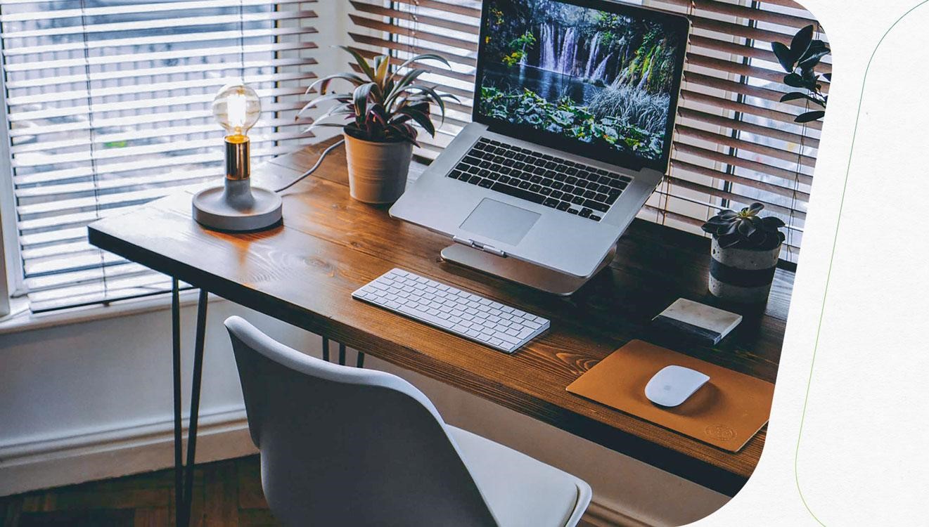 Minimalist desk setup in compact space