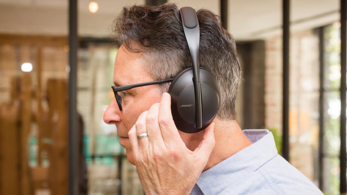 Professional wearing noise canceling headphones
