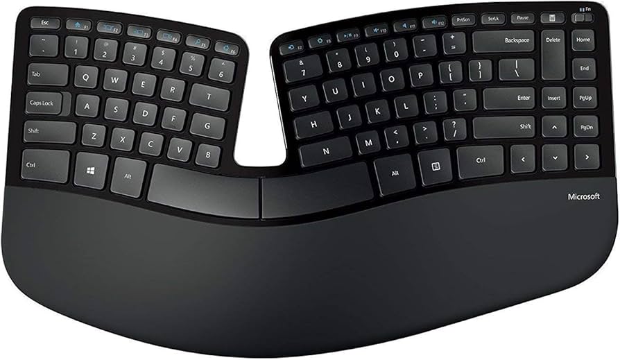 Microsoft Sculpt ergonomic keyboard showing split design