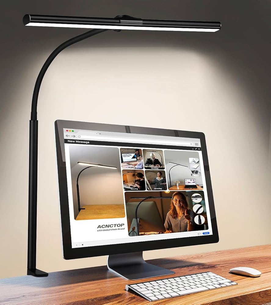 Modern desk lamp with curved design for workspace lighting