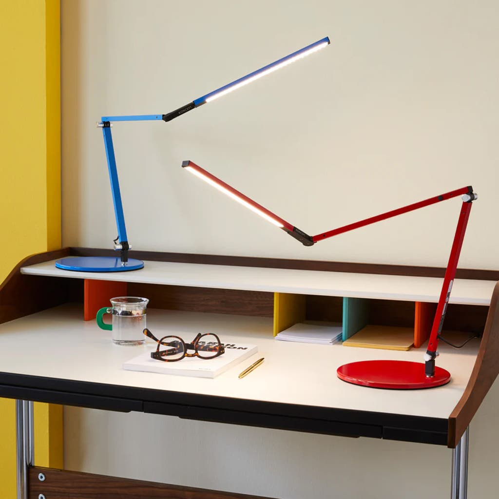 Adjustable desk lamps showing task lighting examples