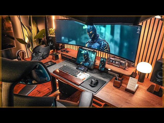 Curved monitor setup with proper task lighting